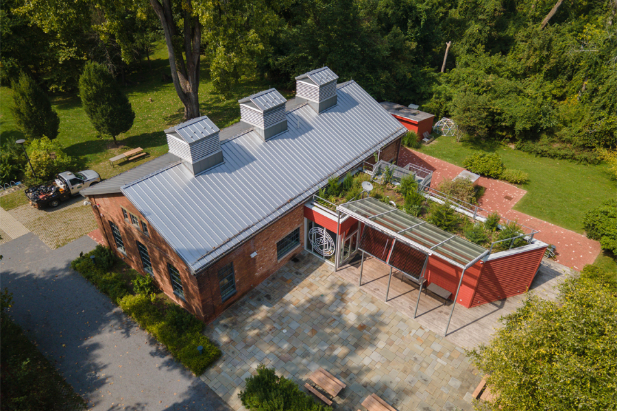 A photo of the Dennings Point visitor center. 