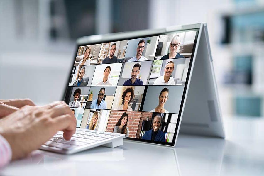 An individual attending a zoom meeting